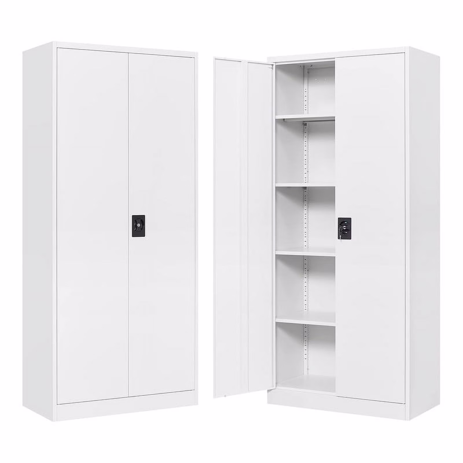 STANI Metal Storage Cabinet with Locking Doors, Garage Lockable Steel Cabinets with 4 Doors and 5 Shelves for Home, Garage, Pantry Workshop Warehouse