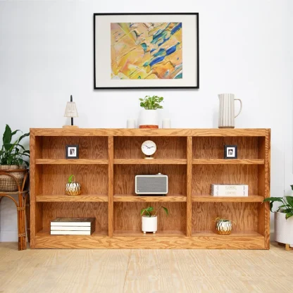 Triple Wide Wood Bookcase, 9 Shelf 36 Inch Tall Bookshelf for Home, Office and Display Storage