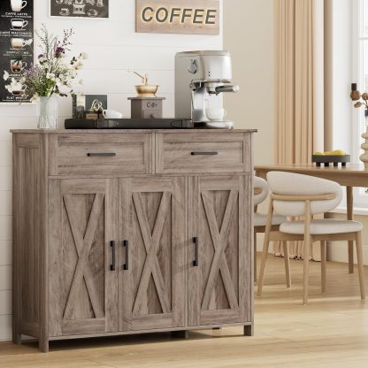 Coffee Bar Storage Cabinet with Drawers, Kitchen Buffet Cabinet