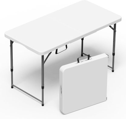 6 Foot Folding Table 2 Pack, 6 FT Foldable Plastic Table, Heavy Duty