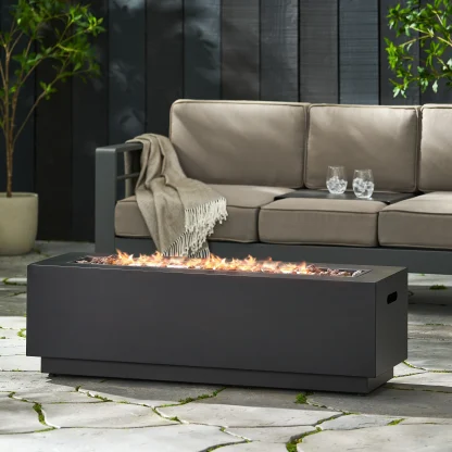 Christopher Knight Home Wellington Outdoor 50,000 BTU Rectangular Fire Pit (No Tank Holder) by Brushed Brown