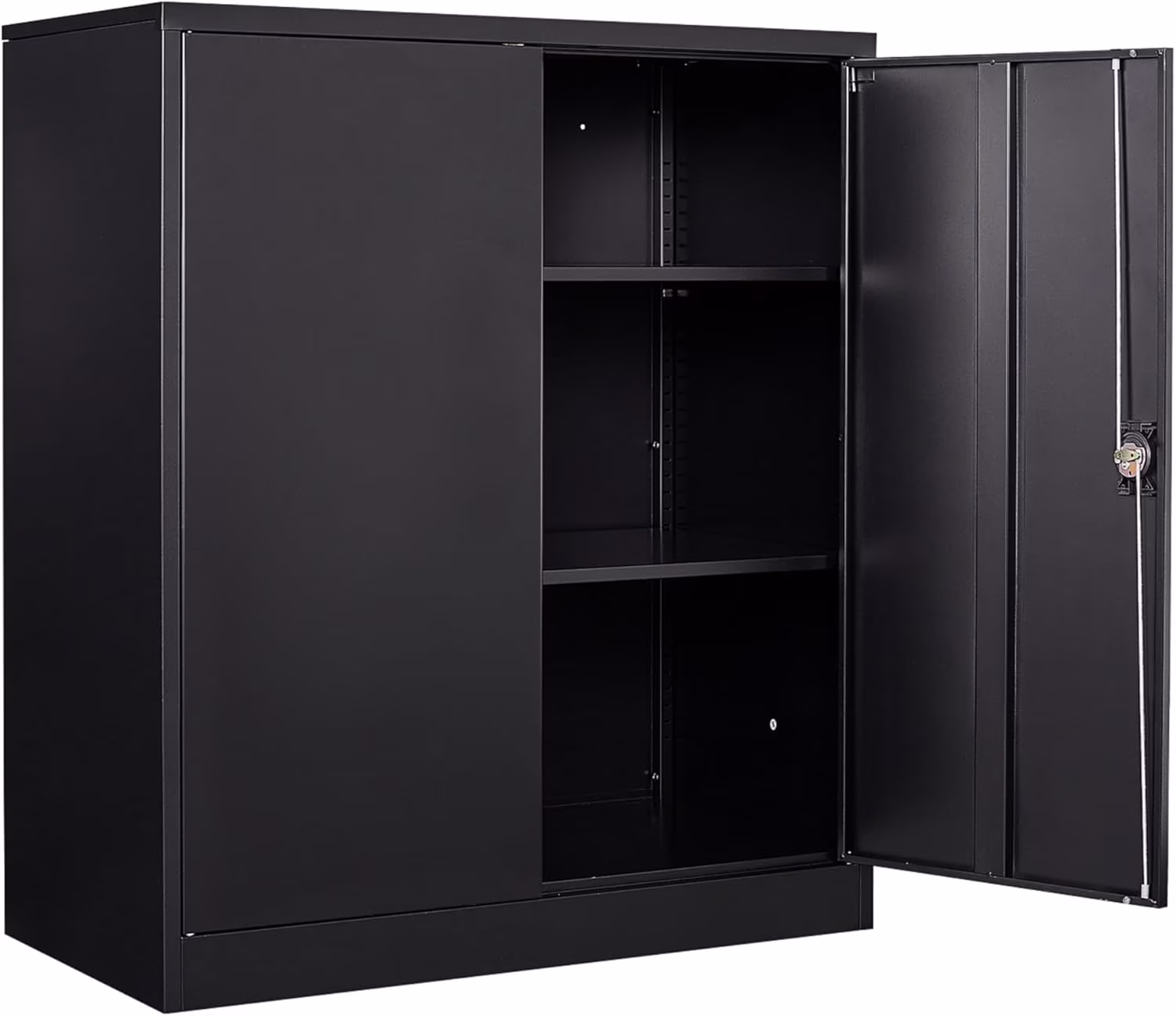 HLL 36 inch Metal Storage Cabinet with Doors and Shelves,Small Black Locking Garage Cabinet,Lockable Short Steel Cabinets for Home,Office,Shop,Garage