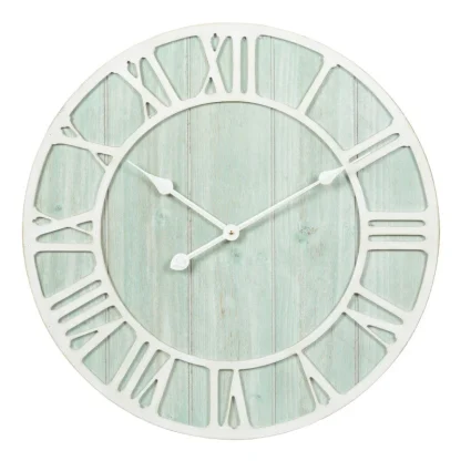 Green Blue Quartz Coastal Wall Clock, Decorative Nautical Wall Clock for Living Room, Bedroom and Home Decor