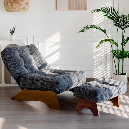 Accent Chair with Ottoman, Lounge Chair with Adjustable Backrest
