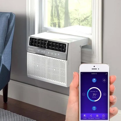 8,000 BTU Hybrid (saddle) Window Air Conditioner with WiFi - 8,000 BTU (White)