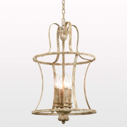 Modern Lantern Pendant Light 4-Light Lantern Chandelier Lighting, Rusty Gold Pendant Lights Kitchen Island Hanging Light Fixtures for Dining Room Hallway Living Room