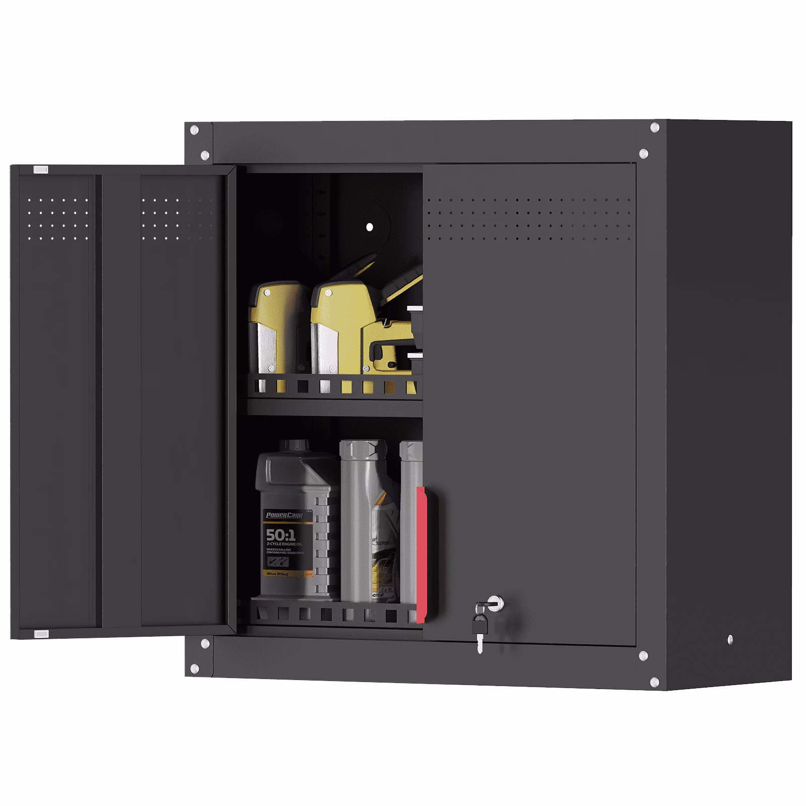Garage Wall Cabinet, Metal Wall Cabinet with Lockable Doors, 26" Tall Wall Cabinet with Adjustable Shelf,Garage Storage Cabinets Shelf with Anti-fall Rails for Garage, Storage Room