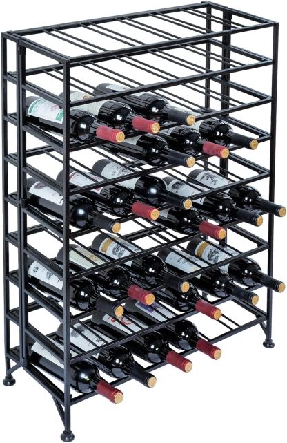 9 Tier Gray Metal Freestanding Wine Rack Holds 54 Bottles