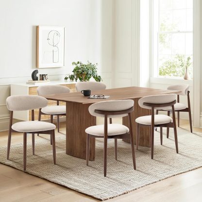 Wooden Dining Chairs Set of 4, Upholstered Kitchen Side Chairs, Beige