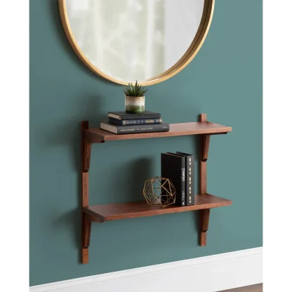 Mid-Century Wall Shelves, 24x8x24 Inch Decorative Wall Mounted Storage and Display Shelving for Home Decor