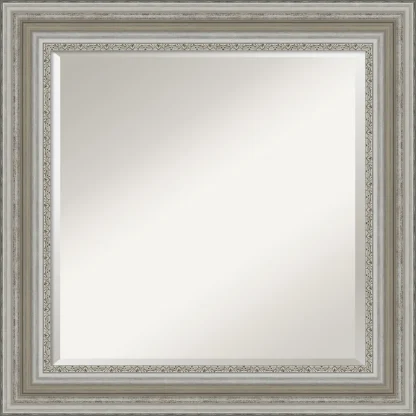 Beveled Bathroom Wall Mirror, Silver Frame Decorative Vanity Mirror for Bathroom, Bedroom and Entryway