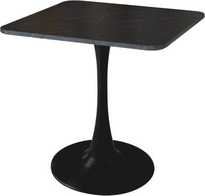 Square Modern Dining Table 30 Inches for 2-4, Bistro Tulip Table with Faux Marble Top, Easy Assembly, No Wobble, Stable Sturdy Metal Frame, 30" x 30" x H28.74"