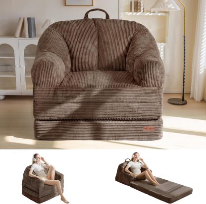 Folding Sofa Bed with Backrest, Boneless Fold Out Couch with Handle