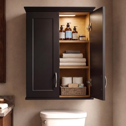 Bathroom Cabinet Wall Mount with DIY Lighting Dual-Tone Design