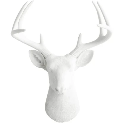 White Deer Head Wall Decor, Modern Decorative Animal Head Sculpture for Living Room, Bedroom and Home Decoration