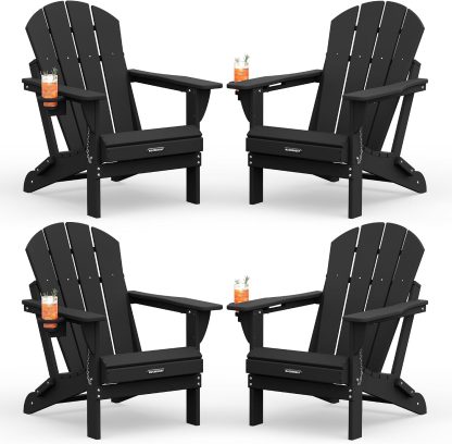 Folding Adirondack Chairs, HDPE Patio Chair, Dark Navy Blue