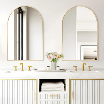 Modern Arch Aluminum Bathroom Wall Mirror, Wall Mounted Vanity Mirror for Bathroom, Bedroom and Home Decor
