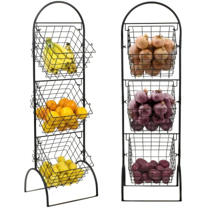 3 Tier Wall Mounted Storage Rack, Multi-Level Floating Shelf Organizer for Kitchen, Bathroom, Bedroom and Home Storage