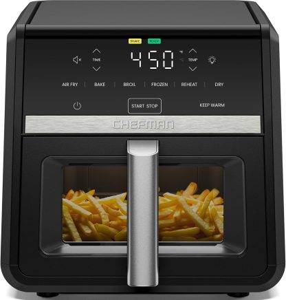Air Fryer 8 Qt | TurboFry® 4-in-1 with 450°F Hi-Fry Option for Crispier Results | Bake, Dehydrate, Frozen | XL Nonstick Dishwasher-Safe Basket | Stainless Steel