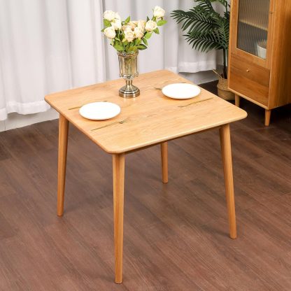 35.4" Square Dining Table, Solid Wood Kitchen Table for 2-4 People, Walnut