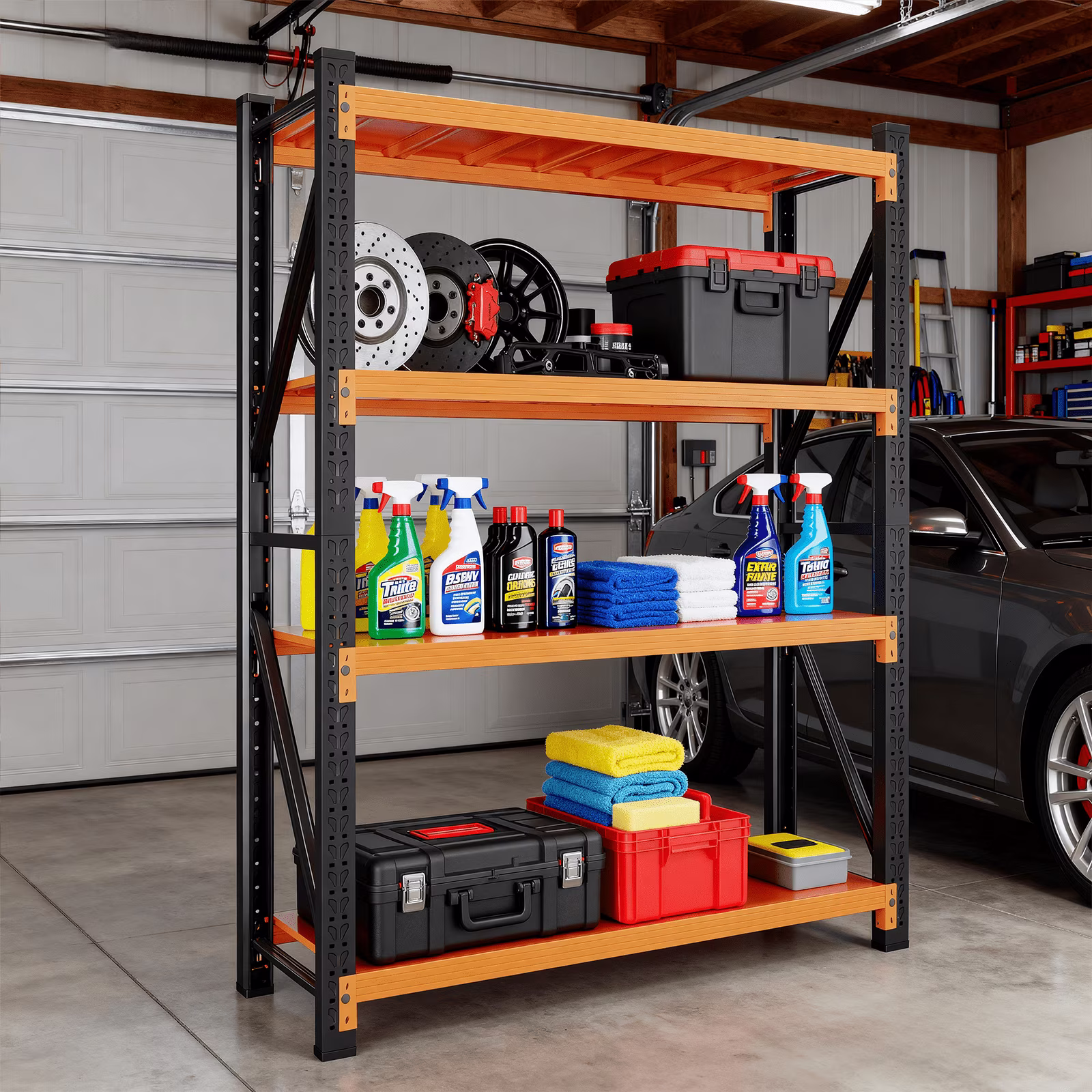 MaxShelv 79" H Garage Shelving 2500lbs, 4 Tier Metal Storage Shelves Adjustable Shelving Unit and Storage for Garage,Basement,59" W x 20" D x 79" H