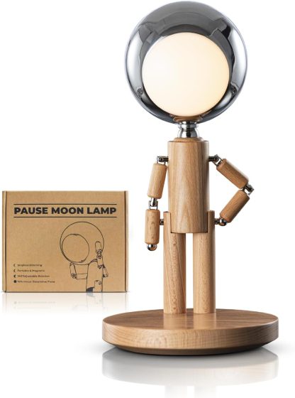 Cordless Table Lamp, Rechargeable Wooden Desk Lamp, Dimmable, Gift