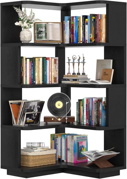 Corner Book Shelf, 6-Shelf L Shaped Corner Bookshelf with Baffle
