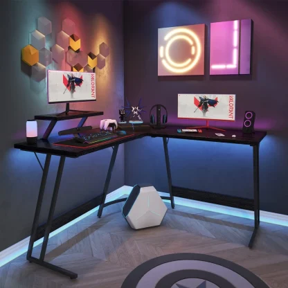L Shaped Gaming Desk, Corner Computer PC Workstation for Gaming, Home Office and Study