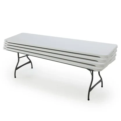 4-Pack Commercial Stacking 8 ft Folding Table - White (80344)
