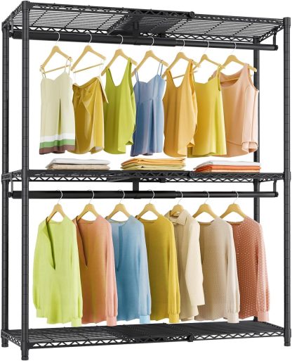 X1 Expandable Clothes Rack Heavy Duty Adjustable Closet System Black