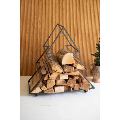 Iron Christmas Tree Firewood Holder