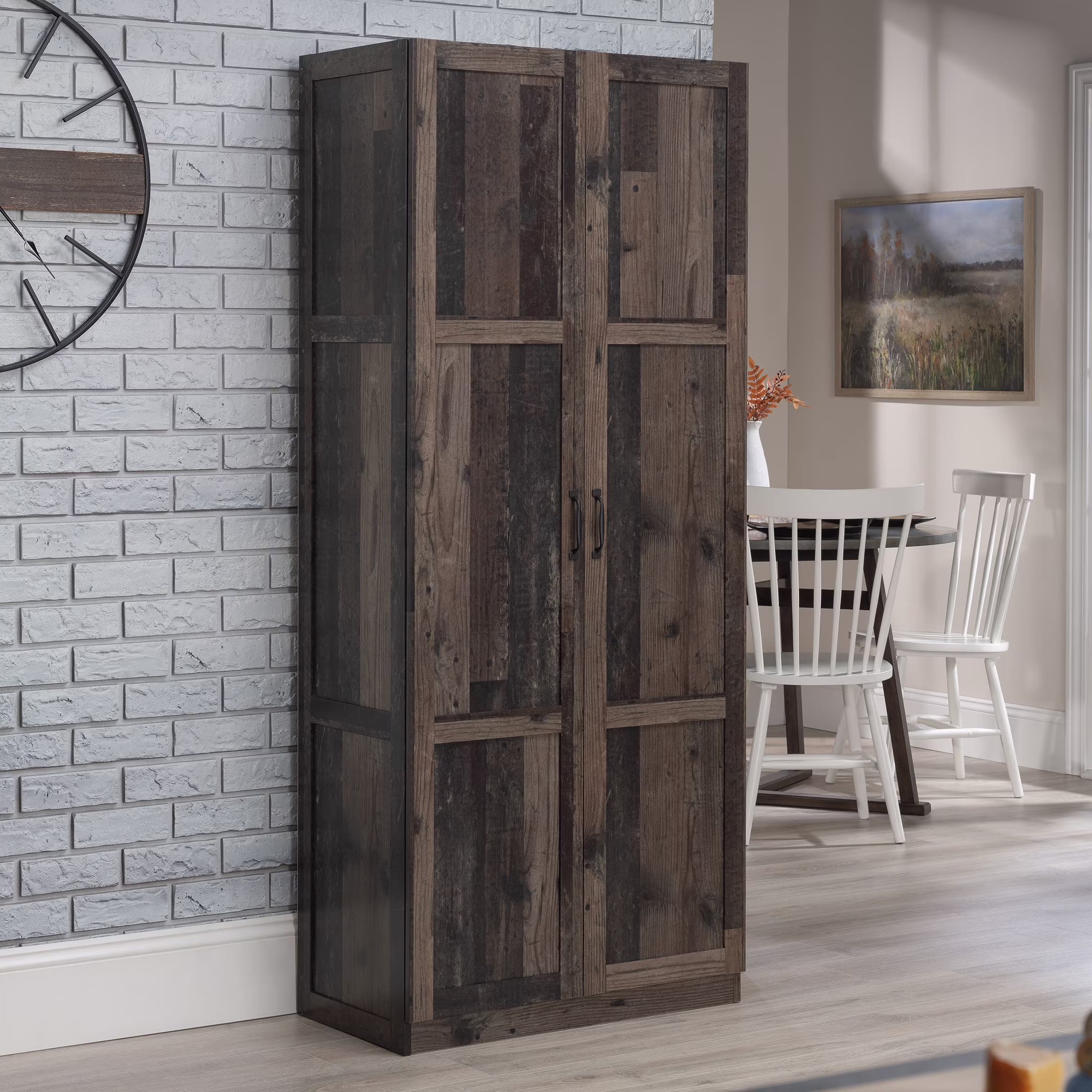 Sauder Select 2 Door Storage Cabinet, Reclaimed Pine Finish