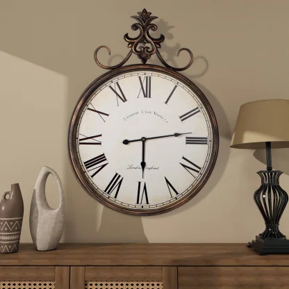 Large Antique Wall Clock, Vintage Decorative Hanging Clock for Living Room, Bedroom and Office