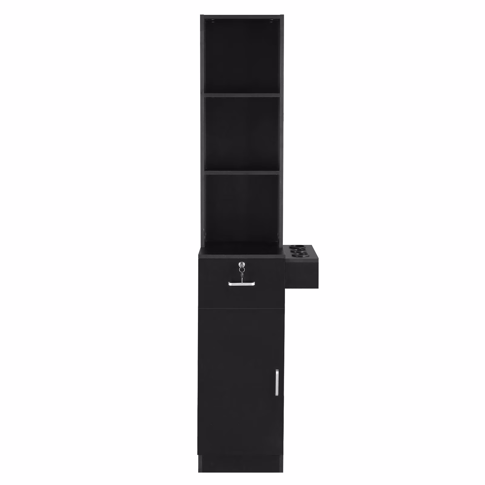 UBesGoo Barber Station Cabinet Wooden Hair Styling Storage Locker Beauty Salon Equipment, Black