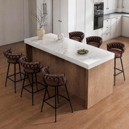 Bar Stools Set of 2 Upholstered Kitchen Counter Height Barstool Grey