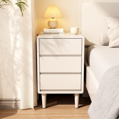 Walnut Solid Wood Nightstand with Drawers, Mid Century Modern Nightstand with Storage, Small Bedside Table for Bedroom, Living Room & Office