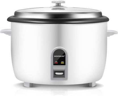 Commercial Rice Cooker, Large Capacity 30-Cup (UnCooked), 60-Cup (Cooked) with One Touch Operation and 12-Hour Keep Warm, Easy to Use and clean, 1600W, White