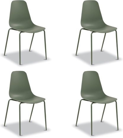 Isla Modern Kitchen Chairs Set of 4, Plastic Dining Chair with Metal Legs, Quick Assembly Simple Cafe Chairs Plastic for Indoor or Outdoor, Ocean Teal