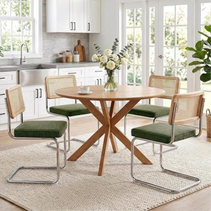 Natural Rattan Dining Chairs Set of 2, Modern Cesca Kitchen Chair