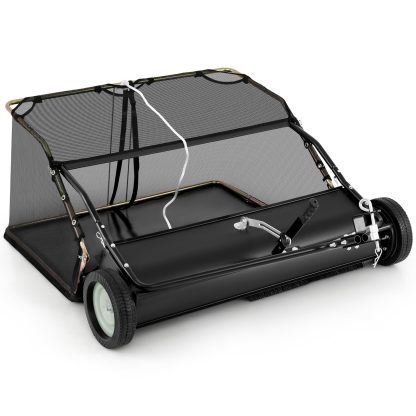 Tow Behind Lawn Sweeper – Large-Capacity Hopper Bag for Yard Cleanup
