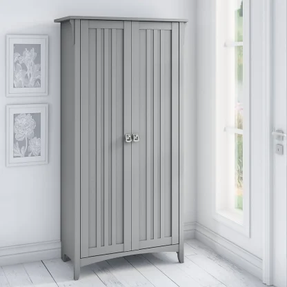 Tall Storage Cabinet with Doors, Freestanding Shelving Organizer with Adjustable Shelves for Home, Office and Living Room