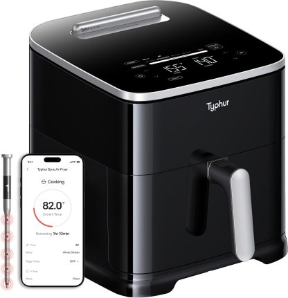 Sync 8QT AI Smart Air Fryer with Built-in Wireless Meat Thermometer