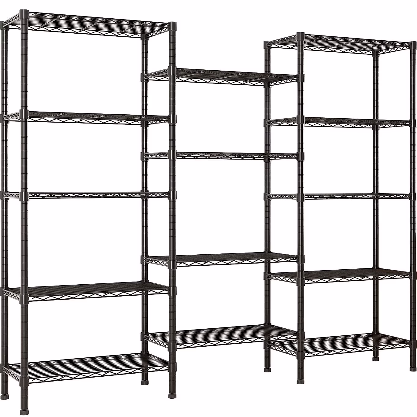 Ktaxon 3-Rows 1820LBS Heavy Duty Wire Shelving, 5-Tier Steel Garage Storage Rack, Adjustable DIY Metal Commercial Shelving for Garage Pantry Storage Organizer, 62.9"W x 13.8"D x 70.8"H
