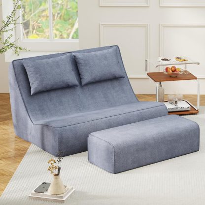 Chaise Lounge Chair with Ottoman,Giant Corduroy Bean Bag Chair for Adults
