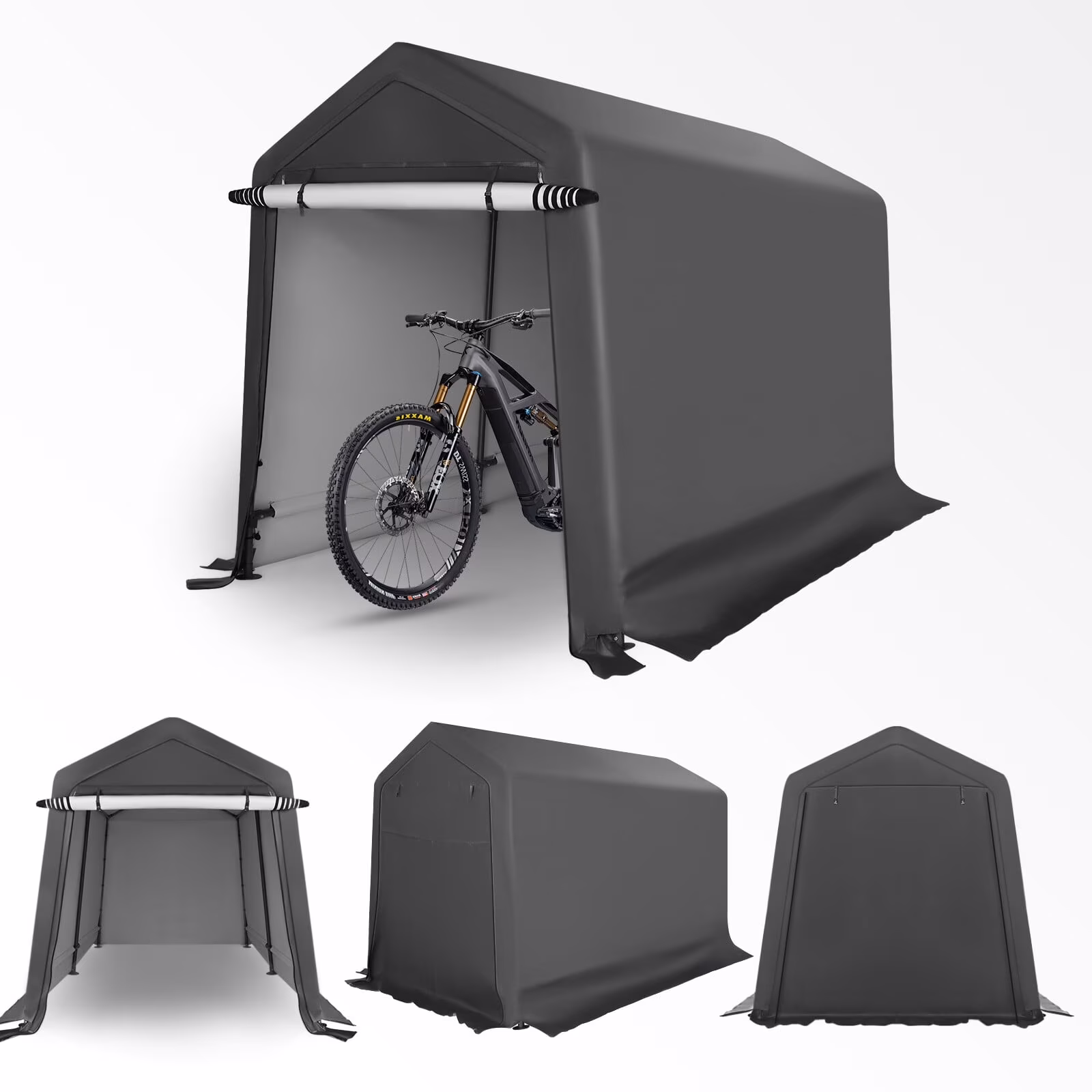 Abba Patio 7'x 12' Heavy Duty Portable Outdoor Storage Shelter Canopy, Waterproof Carport, All-Season Use, Grey