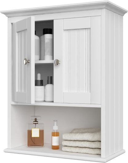 Wood Medicine Cabinet with Doors, Bathroom Wall Cabinet