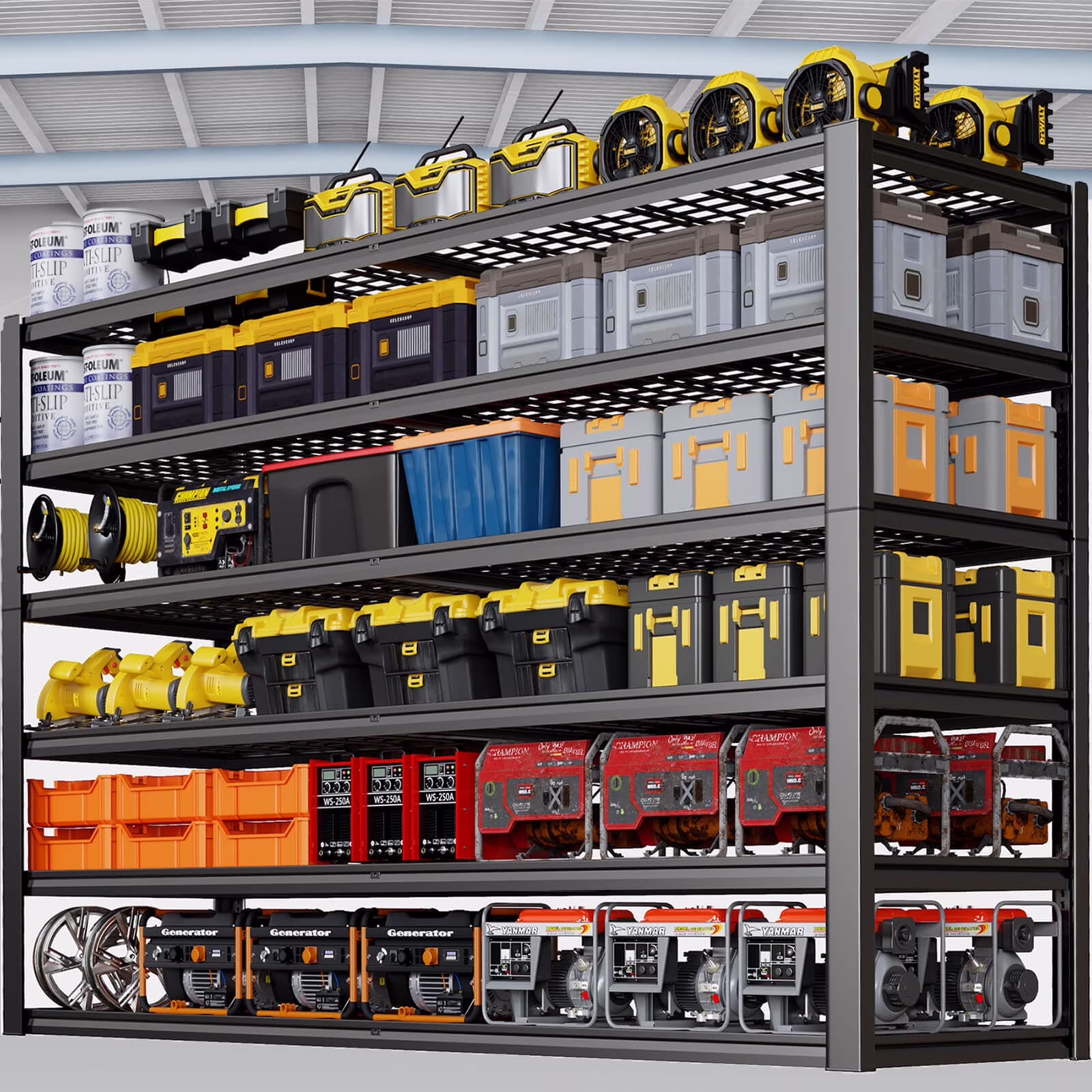 PMKES 67" W Garage Shelving 6 Tier Heavy Duty Storage Shelves 3500LBS Adjustable Metal Shelving Unit for Storage Rack 67" W x 24" D x 87" H