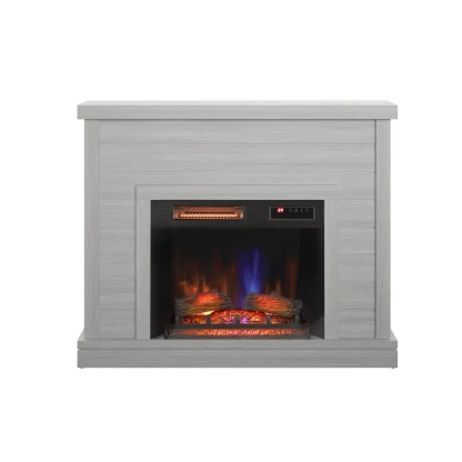 52" Shiplap Wall Fireplace Mantel, Modern Electric Fireplace with 3D Flame Effect Insert for Home Decor