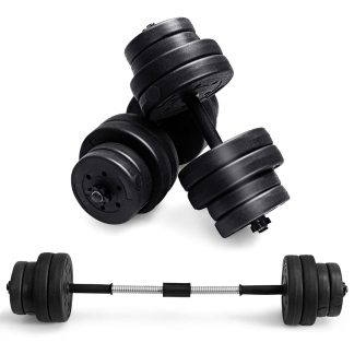 Adjustable Dumbbell Pair – 66LBS Total Weight Set with Barbell