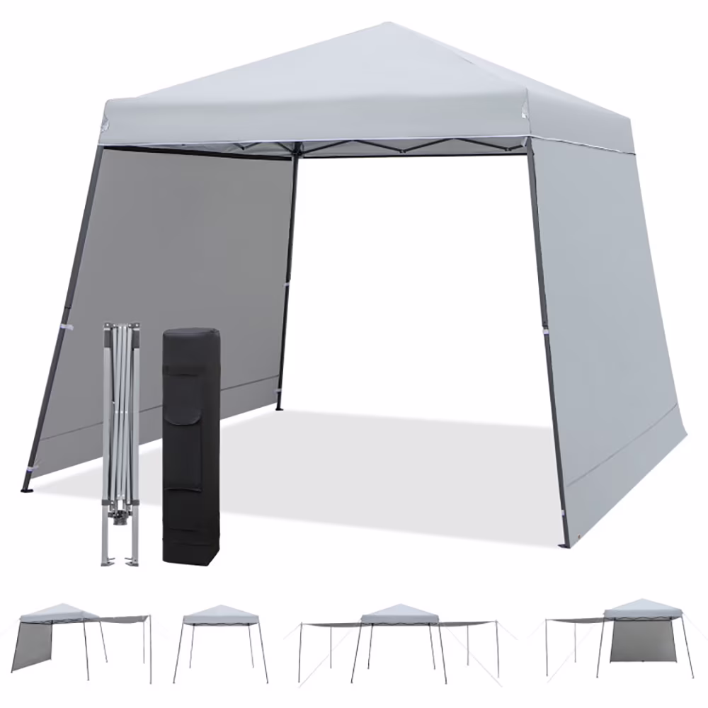 GVN Patio 10x10FT Instant Pop-up Canopy Folding Tent with Sidewalls and Awnings Outdoor-Gray, Full Waterproof Outdoor Party Event Tents for Outside Party Waterproof Tent BBQ Shelter